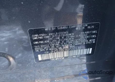 2025 Subaru Forester Premium from USA, damaged, VIN JF2SLDDC9SH591530